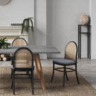 Manhattan Comfort Paragon Industry Chic Cane Back Wood Upholstered Dining Chair in Black and Gray - Set of 2 - DCCA05-GY
