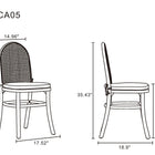 Manhattan Comfort Paragon Industry Chic Cane Back Wood Upholstered Dining Chair in Black and Gray - Set of 2 - DCCA05-GY