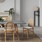 Manhattan Comfort Paragon Industry Chic Cane Back Wood Upholstered Dining Chair in Oatmeal - Set of 2 - DCCA05-OM