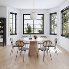 Manhattan Comfort Jardin Industry Chic Cane Back Upholstered Dining Chair in Black and Gray - Set of 2