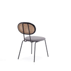 Manhattan Comfort Jardin Industry Chic Cane Back Upholstered Dining Chair in Black and Gray - Set of 2