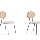 Manhattan Comfort Jardin Industry Chic Cane Back Upholstered Dining Chair in Oatmeal and Natural - Set of 2
