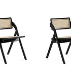 Manhattan Comfort Lambinet Industry Chic Wood Folding Chair in Black and Natural - Set of 2