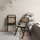 Manhattan Comfort Lambinet Industry Chic Wood Folding Chair in Black and Natural - Set of 2