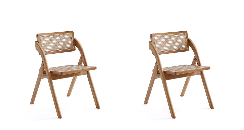 Manhattan Comfort Lambinet Industry Chic Wood Folding Chair in Natural - Set of 2