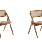 Manhattan Comfort Lambinet Industry Chic Wood Folding Chair in Natural - Set of 2