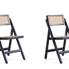 Manhattan Comfort Pullman Industry Chic Wood Folding Chair in Black and Natural - Set of 2