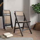 Manhattan Comfort Pullman Industry Chic Wood Folding Chair in Black and Natural - Set of 2