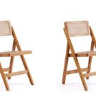 Manhattan Comfort Pullman Industry Chic Wood Folding Chair in Natural - Set of 2