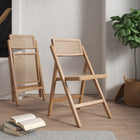 Manhattan Comfort Pullman Industry Chic Wood Folding Chair in Natural - Set of 2
