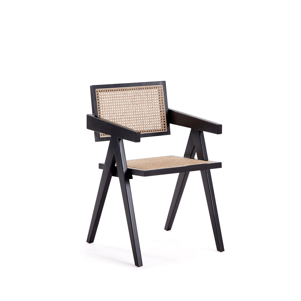 Manhattan Comfort Hamlet Industry Chic Wood Armchair in Black and Natural