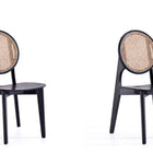 Manhattan Comfort Versailles Industry Chic Wood Dining Chair in Black and Natural - Set of 2