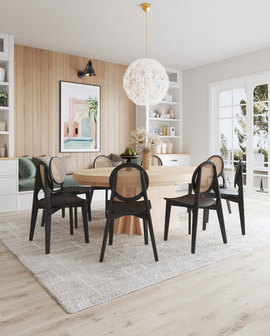 Manhattan Comfort Versailles Industry Chic Wood Dining Chair in Black and Natural - Set of 2