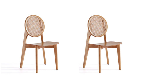 Manhattan Comfort Versailles Industry Chic Wood Dining Chair in Natural - Set of 2