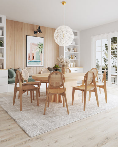 Manhattan Comfort Versailles Industry Chic Wood Dining Chair in Natural - Set of 2