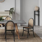 Manhattan Comfort Paragon Industry Chic Cane Back Wood Upholstered Dining Chair in Black and Gray - Set of 2 - DCCA12-BK