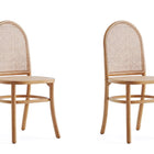 Manhattan Comfort Paragon Industry Chic Cane Back Wood Upholstered Dining Chair in Oatmeal - Set of 2