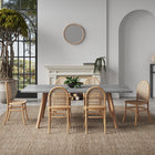 Manhattan Comfort Paragon Industry Chic Cane Back Wood Upholstered Dining Chair in Oatmeal - Set of 2 - DCCA12-NA
