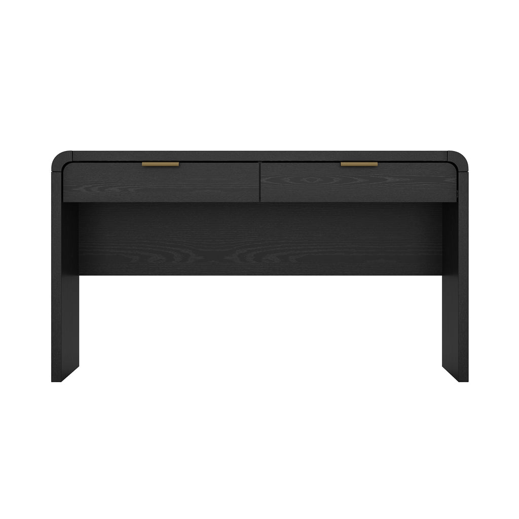 Manhattan Comfort Grace Modern 54" Office Desk in Black and Gold (2-Drawer)