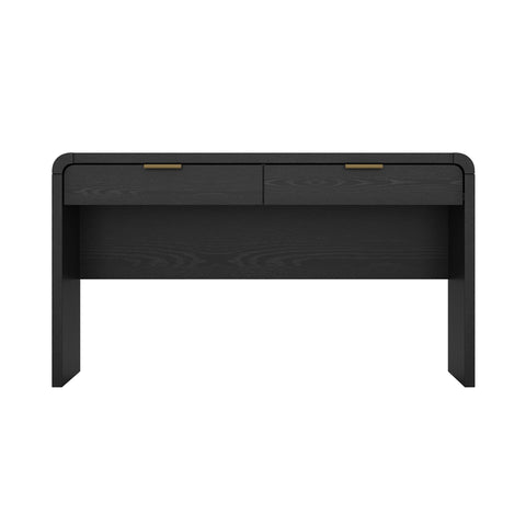 Manhattan Comfort Grace Modern 54" Office Desk in Black and Gold (2-Drawer)