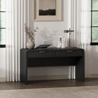 Manhattan Comfort Grace Modern 54" Office Desk in Black and Gold (2-Drawer)