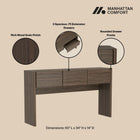 Manhattan Comfort Linda Modern Console Table in Walnut Brown (3-Drawer)