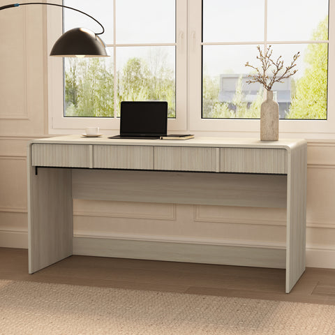 Manhattan Comfort Novara Contemporary 60" Writing Desk in Whitewashed Oak (2-Drawer)