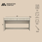 Manhattan Comfort Novara Contemporary 60" Writing Desk in Whitewashed Oak (2-Drawer)