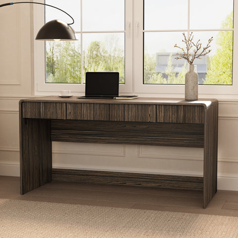 Manhattan Comfort Novara Contemporary 60" Writing Desk in Jacobean Walnut (2-Drawer)