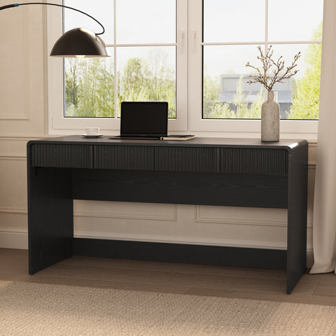 Manhattan Comfort Novara Contemporary 60" Writing Desk in Black (2-Drawer)