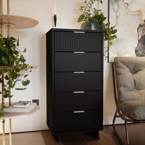 Manhattan Comfort Granville Modern 24" Chest in Black (5-Drawer)