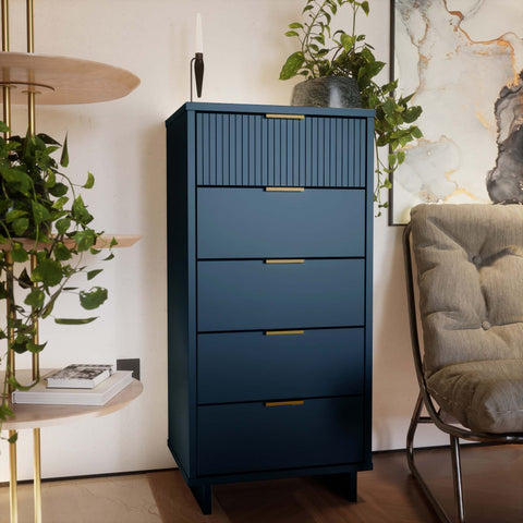 Manhattan Comfort Granville Modern 24" Chest in Midnight Blue (5-Drawer)