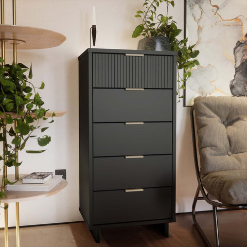 Manhattan Comfort Granville Modern 24" Chest in Charcoal Gray (5-Drawer)