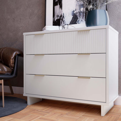 Manhattan Comfort Granville Modern 38" Dresser in White (3-Drawer)