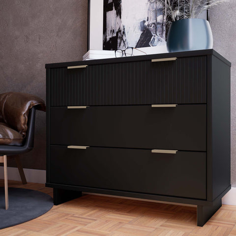 Manhattan Comfort Granville Modern 38" Dresser in Black (3-Drawer)