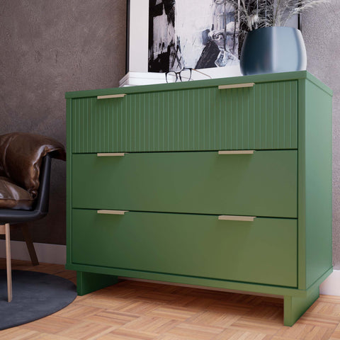 Manhattan Comfort Granville Modern 38" Dresser in Sage Green (3-Drawer)