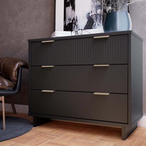 Manhattan Comfort Granville Modern 38" Dresser in Charcoal Gray (3-Drawer)