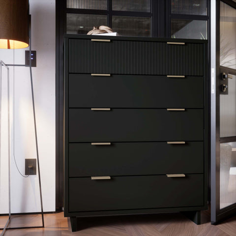 Manhattan Comfort Granville Modern 38" Chest in Black (5-Drawer)