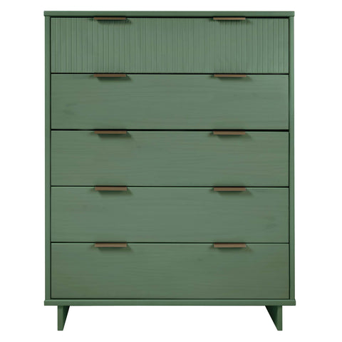 Manhattan Comfort Granville Modern 38" Chest in Sage Green (5-Drawer)