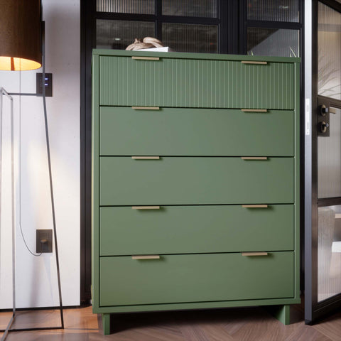 Manhattan Comfort Granville Modern 38" Chest in Sage Green (5-Drawer)