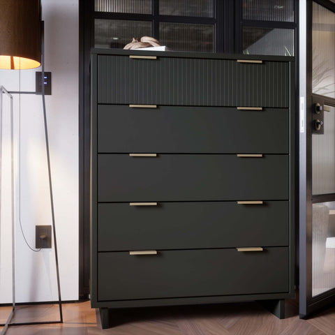 Manhattan Comfort Granville Modern 38" Chest in Charcoal Gray (5-Drawer)
