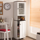 Baxton Studio Lauren Modern and Contemporary Two-tone White and Dark Brown Buffet and Hutch Kitchen Cabinet