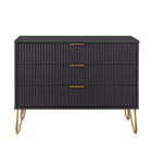 Manhattan Comfort Dumbo Modern 35" Fluted Dresser in Black (3-Drawer)