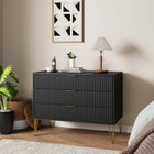 Manhattan Comfort Dumbo Modern 35" Fluted Dresser in Black (3-Drawer)