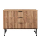 Manhattan Comfort Dumbo Modern 35" Fluted Dresser in Golden Brown (3-Drawer)