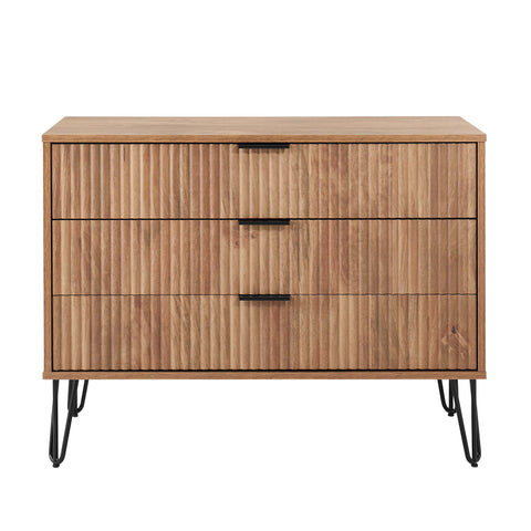 Manhattan Comfort Dumbo Modern 35" Fluted Dresser in Golden Brown (3-Drawer)
