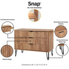 Manhattan Comfort Dumbo Modern 35" Fluted Dresser in Golden Brown (3-Drawer)