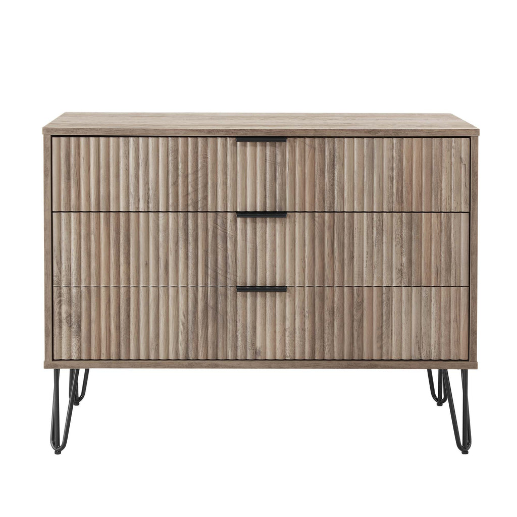 Manhattan Comfort Dumbo Modern 35" Fluted Dresser in Rustic Gray (3-Drawer)