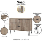 Manhattan Comfort Dumbo Modern 35" Fluted Dresser in Rustic Gray (3-Drawer)