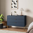 Manhattan Comfort Dumbo Modern 35" Fluted Dresser in Midnight Blue (3-Drawer)